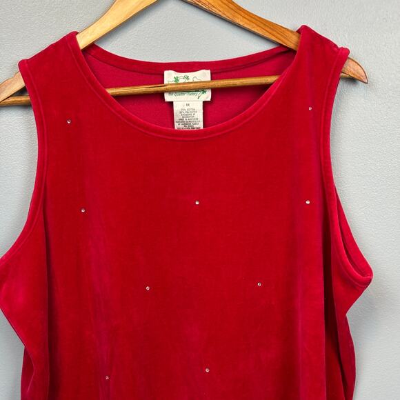 The Quacker Factory Red Velvet Diamond Bling Tank Plus 1X Layering Embellishment - Picture 4 of 7